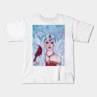 Magical winter gift  fairy art by Renee Lavoie Kids T-Shirt